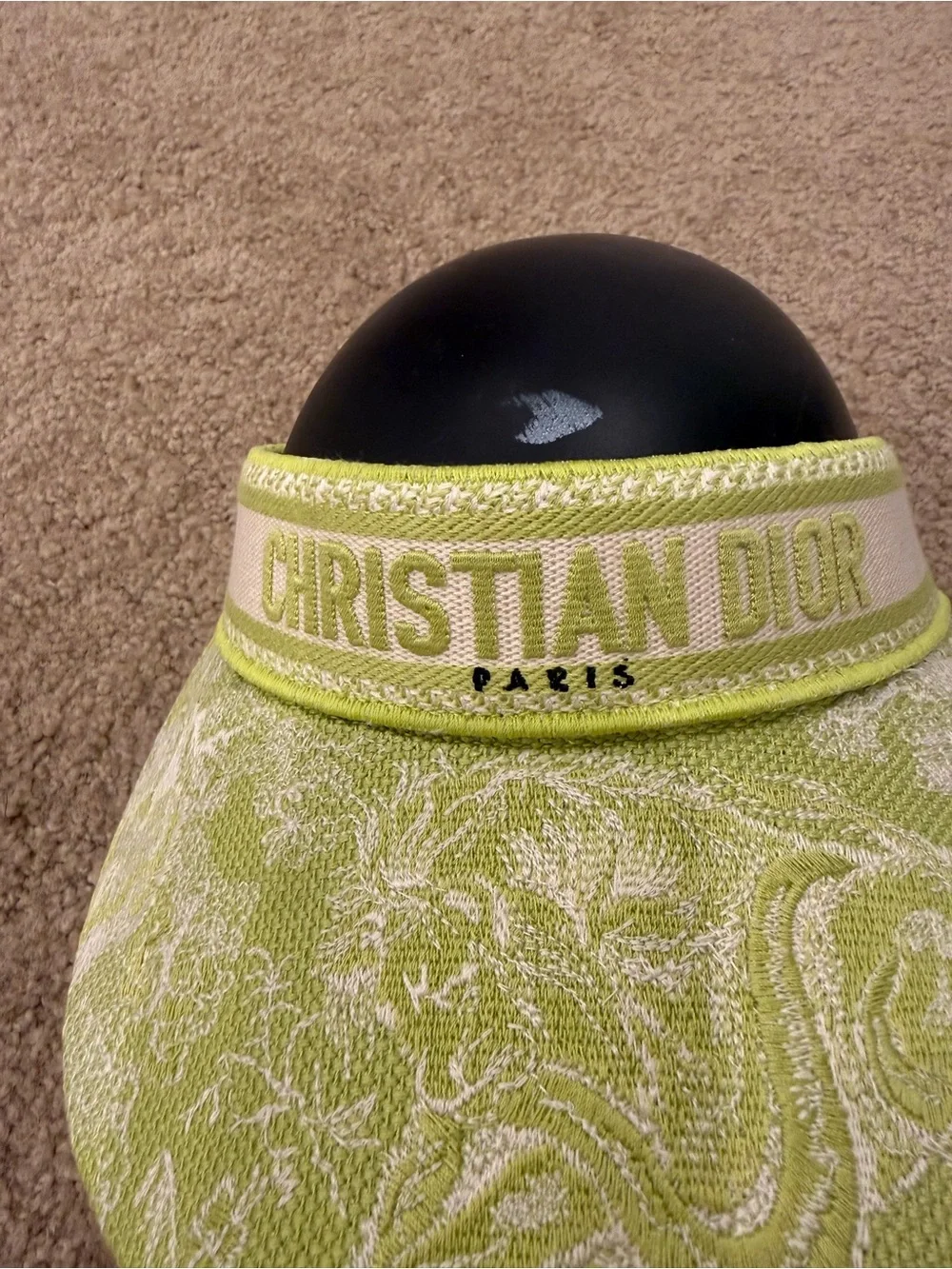 Dior Dioriviera Toile de Jouy Visor Hat Lime Green Sun Visor NEW Limited Edition